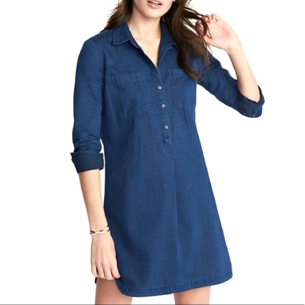 Old Navy Denim Jean Long Sleeve Shift Dress